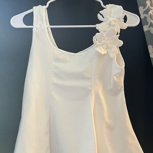 SHEIN White Floral Embellished Tank Top